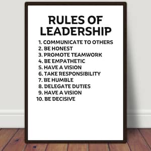 Rules of Leadership, Leadership Art Print, Home Decor, Boss Gift, Inspirational Print, Gift for a Leader, Leadership Appreciation Print