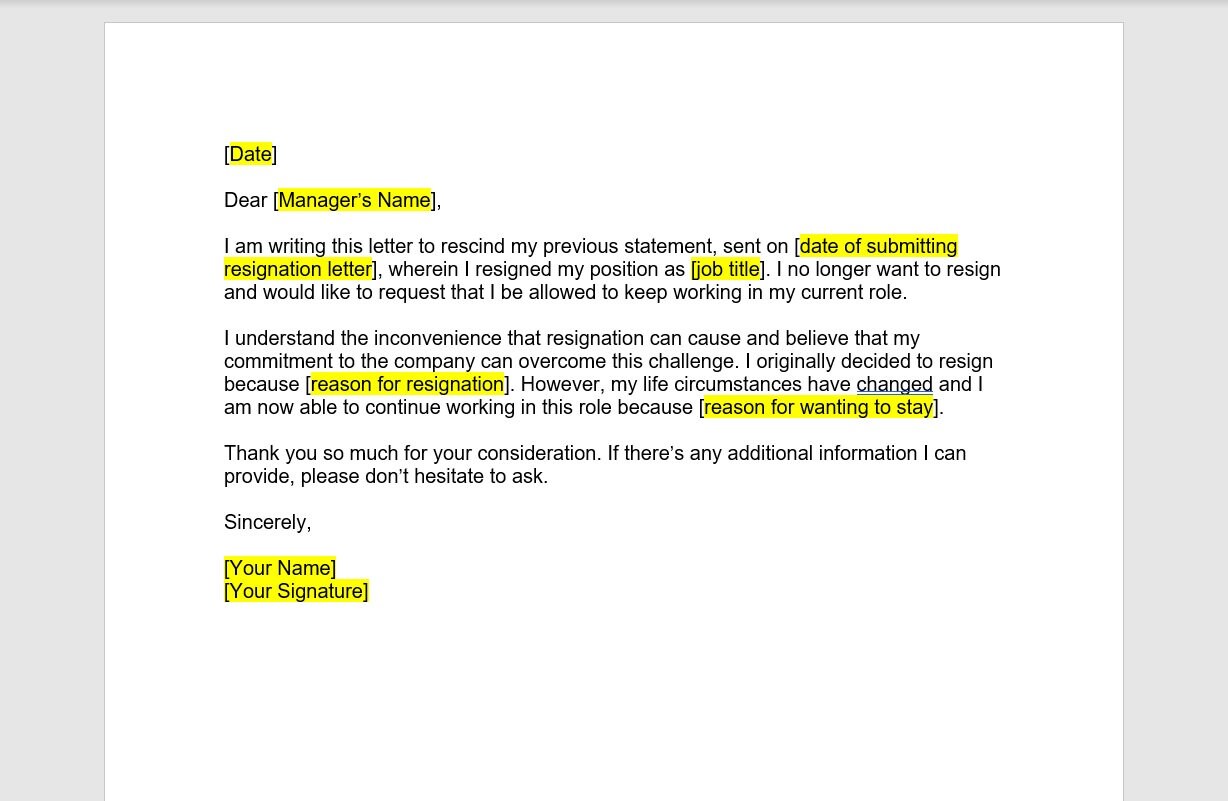 Revoking Resignation How To Rescind Your Notice Professionally World 