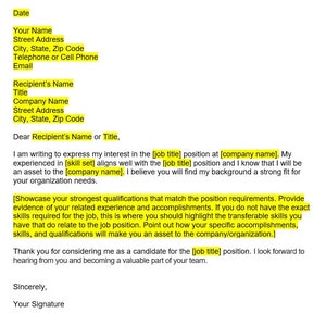 Carta de presentación, Plantilla de palabras para carta de presentación, Carta de presentación editable, Plantilla para carta de presentación, Plantilla de Word, Carta simple, Descarga instantánea