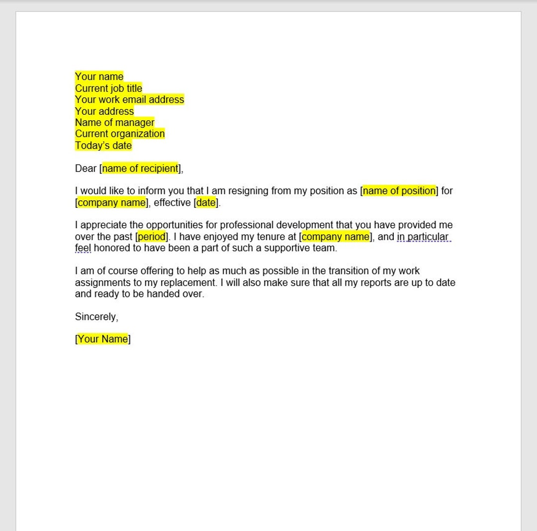 Resignation Letter Template, Resignation Letter, Resignation Template