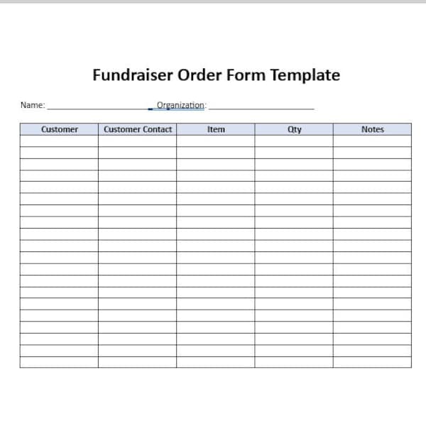 Fundraiser Order Form Template - Etsy