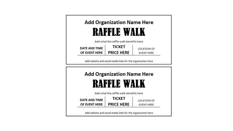 Raffle Walk Ticket, Raffle Walk Fundraiser Ticket, Raffle Walk Ticket ...