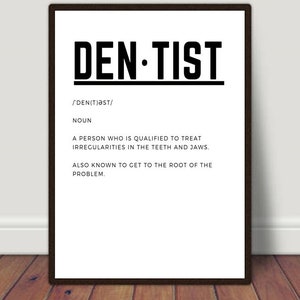 Dentist Definition Print, Dentist Student Gift, Dentist Graduation Gift, Dentist Print, College Minimalism