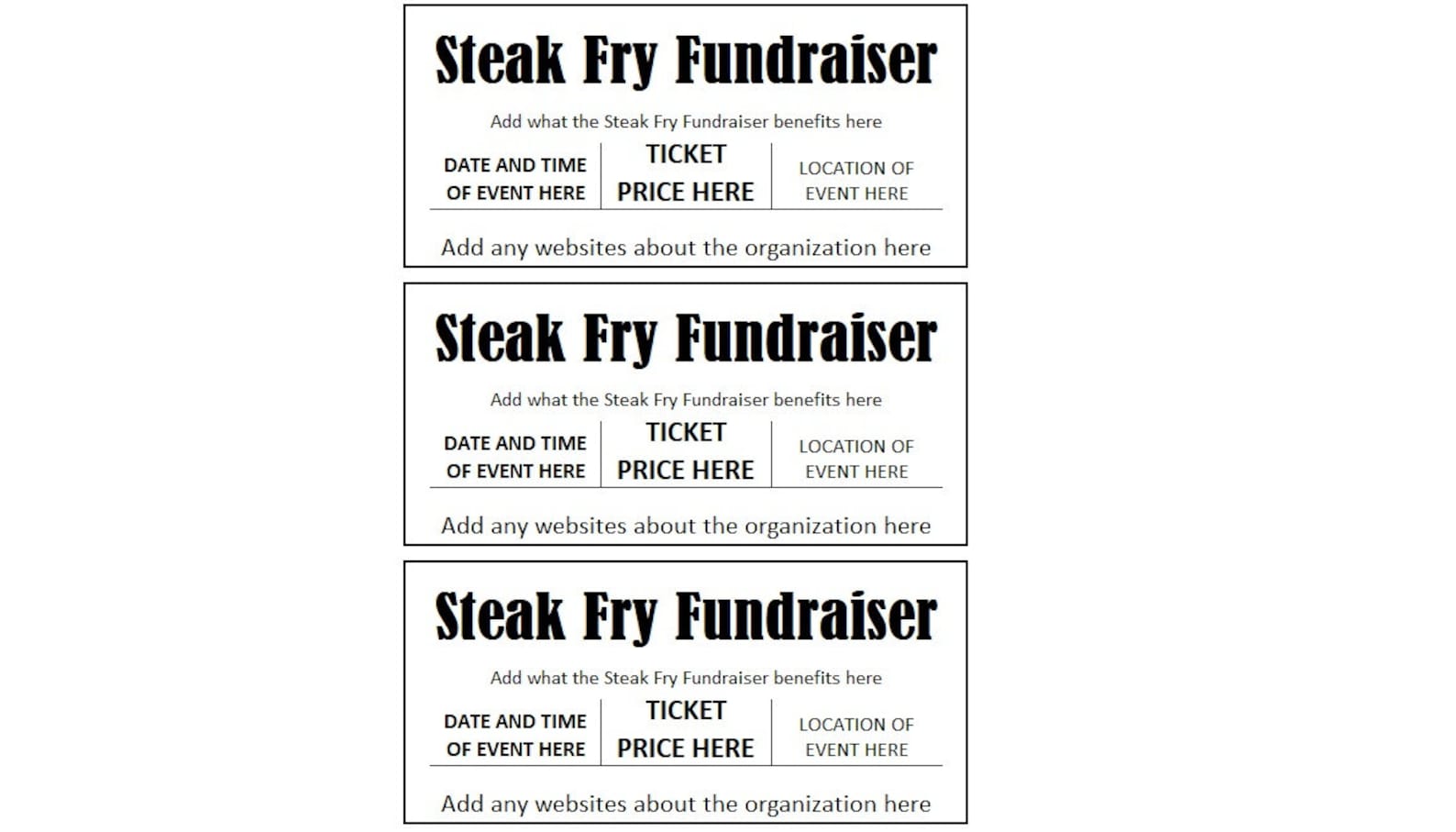 Fundraiser Ticket, Steak Fry Fundraiser Ticket, Steak Fry Fundraiser ...