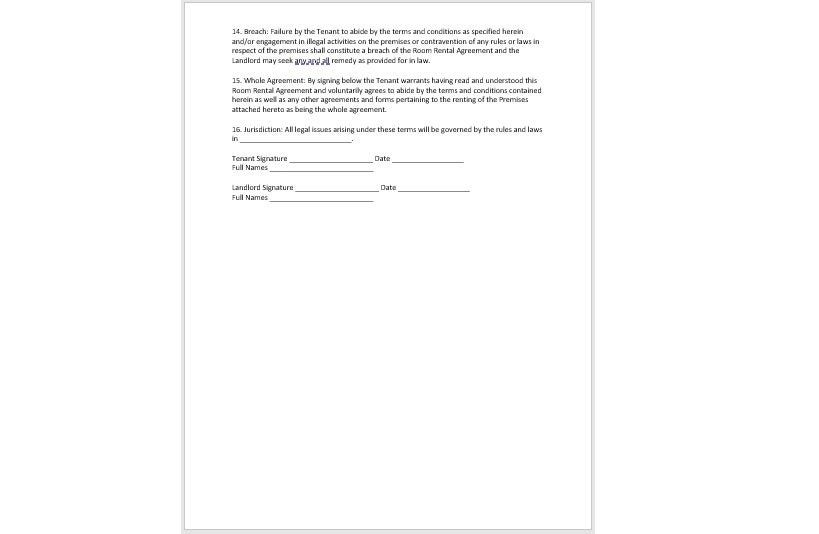 Basement Rental Agreement Template, Basement Rental Agreement Letter