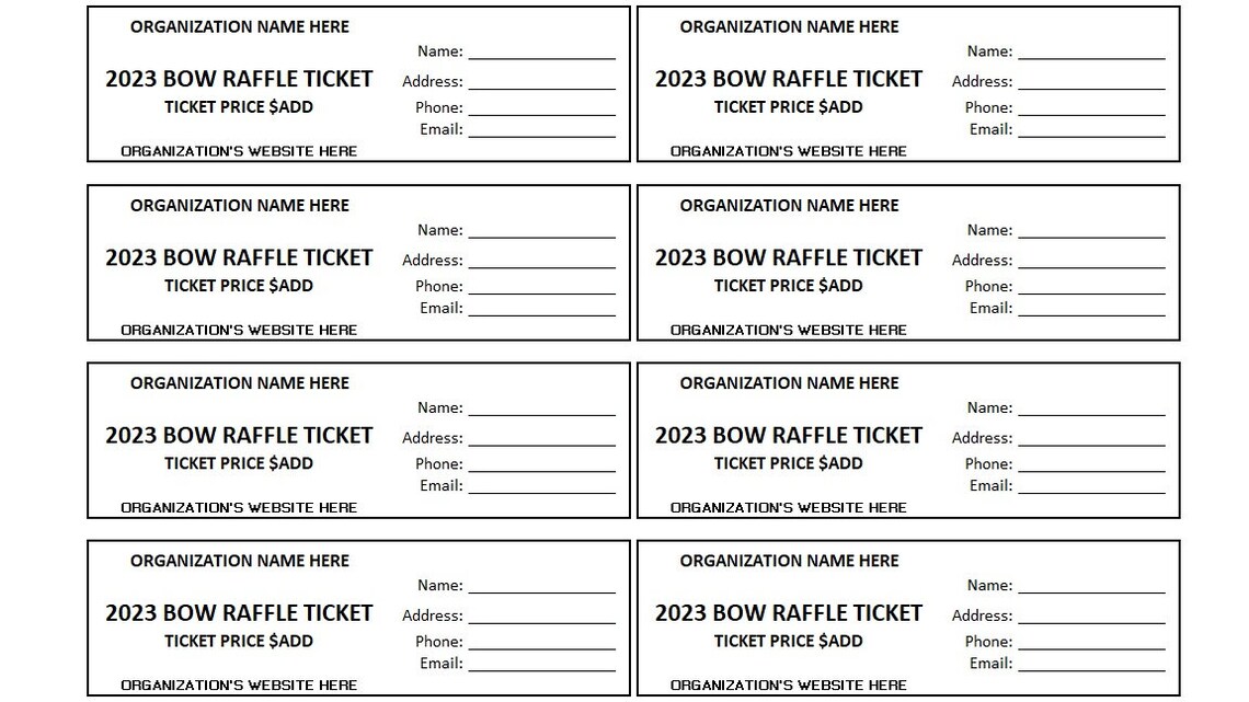 Editable Bow Ticket, Bow Ticket, Enter to Win Printable Ticket, Bow ...