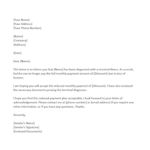 Plantilla de carta para notificar a los acreedores sobre una enfermedad terminal, plantilla de Word, carta simple, carta de Word, notificar a los acreedores sobre una enfermedad terminal