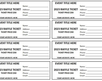 Printable Raffle Ticket, Enter to Win Printable Ticket, Printable Raffle Ticket Template, Enter to Win Printable Ticket Template, Charity