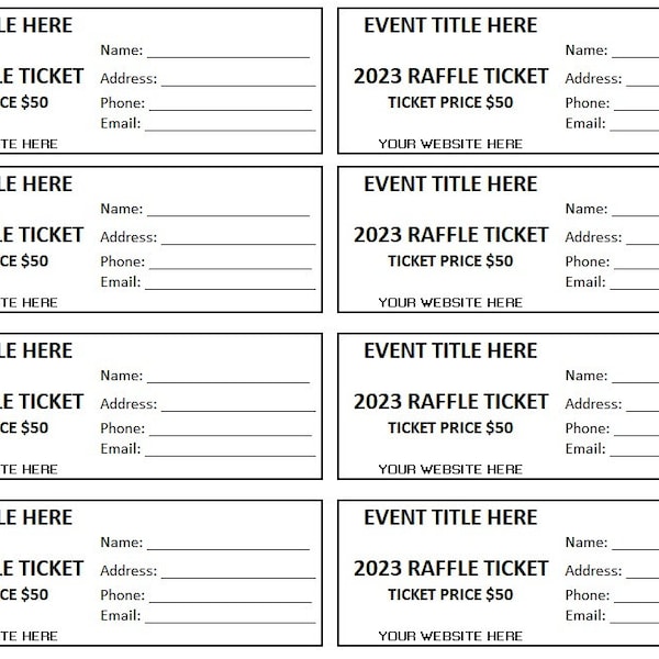 Raffle Tickets Etsy