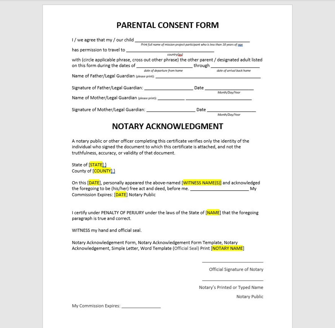 Example Of Parent Consent Letter For Work Example Of Parent Consent Letter For Work
