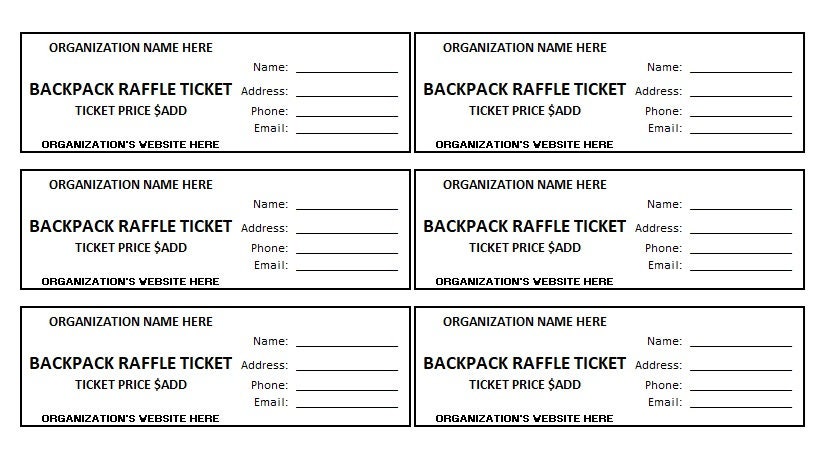 Editable Backpack Ticket, Backpack Ticket, Enter to Win Printable ...