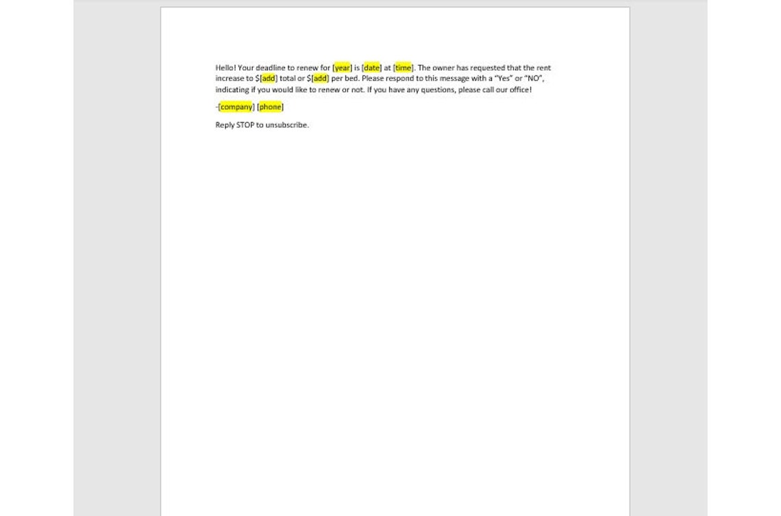 Lease Renewal Reminder Letter to Tenant Template, Lease Renewal Letter