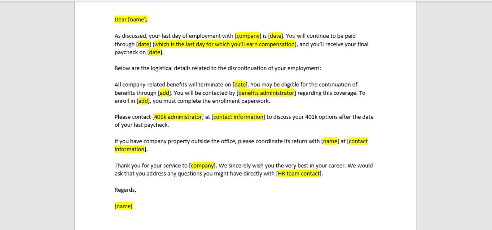 Termination Letter Template, Termination Letter, Termination Template