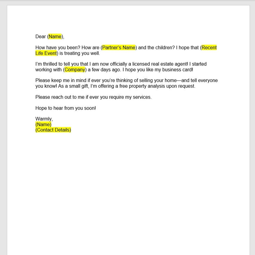 Real Estate Lead Letter Template Real Estate Lead Letter - Etsy Ireland
