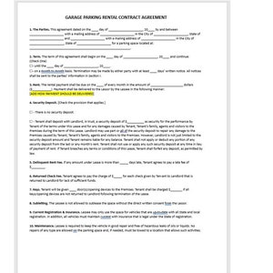 Acuerdo de alquiler de espacio de estacionamiento, plantilla de acuerdo de alquiler de espacio de estacionamiento, contrato de alquiler de espacio de estacionamiento, plantilla de Word
