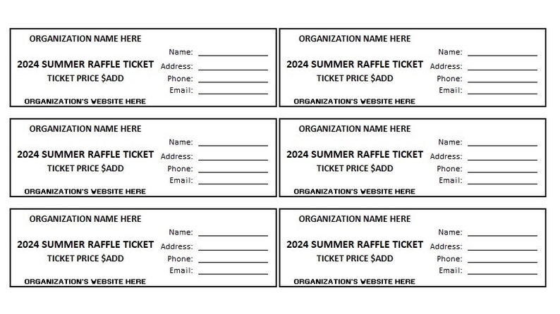 Sm Raffle Text Editable Summer Raffle Ticket, Summer Raffle, Enter to Win Printable ...