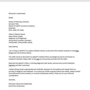 Carta de necesidad médica, carta de plantilla de necesidad médica, necesidad médica, plantilla de carta de presentación, plantilla de Word
