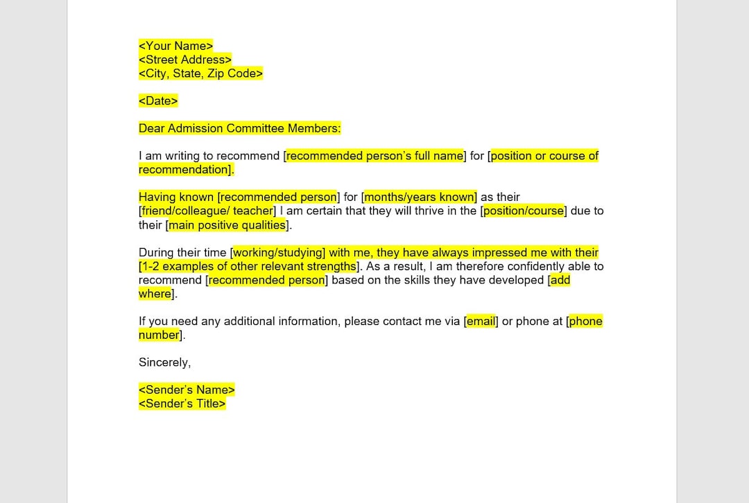 Academic Recommendation Letter Template Academic Recommendation Letter Academic Recommendation Letter Template Academic Recommendation Letter
