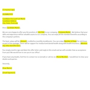 Oferta De Trabajo Informal, Carta De Oferta De Trabajo, Carta De Plantilla De Oferta De Trabajo, Plantilla De Oferta De Trabajo, Plantilla De Word, Carta Simple, Carta De Palabra
