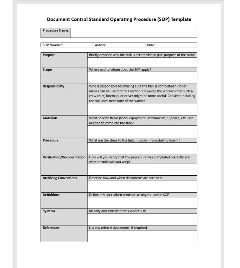 Policy Procedure Numbering System Example Document Control Standard Operating Procedure, Standard Operating ...