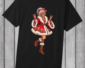 Hippie Mrs Claus Christmas T-Shirt | Mrs Claus Christmas T-Shirt | Funny Christmas T-Shirt