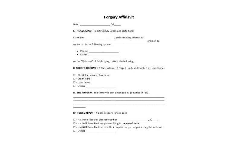 Forgery Template Forgery Affidavit Form, General Affidavit Form Template, Editable ...