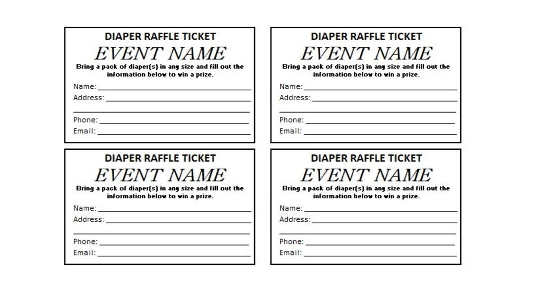 Diaper Raffle Ticket, Baby Shower Game, Enter to Win Printable Ticket ...
