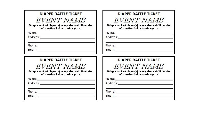 Diaper Raffle Ticket, Baby Shower Game, Enter to Win Printable Ticket ...