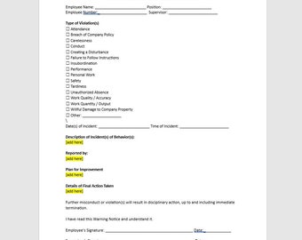 Employee Discipline Form, Employee Discipline Form Template, Discipline Form Template, Word Template, Simple Template