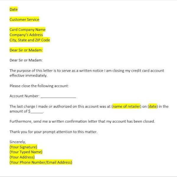 Closed Account Credit Dispute Letter Etsy