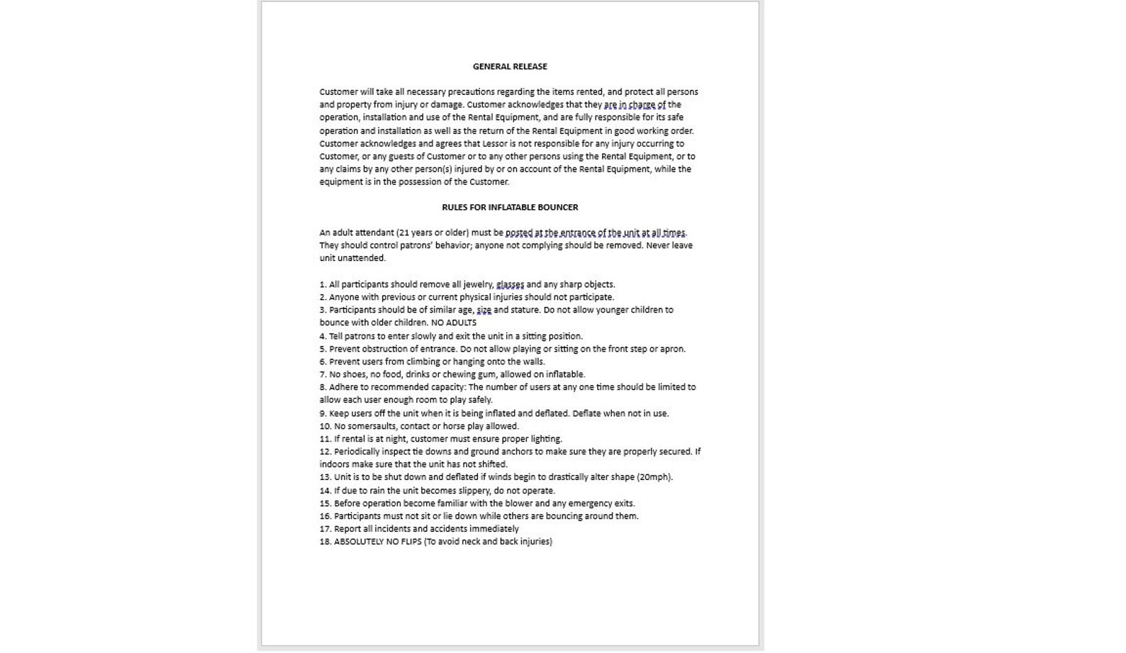 Bounce House Rental Agreement, Bounce House Rental Agreement Template