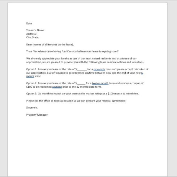 Lease Renewal Letter Template Etsy Lease Renewal Letter Template Etsy