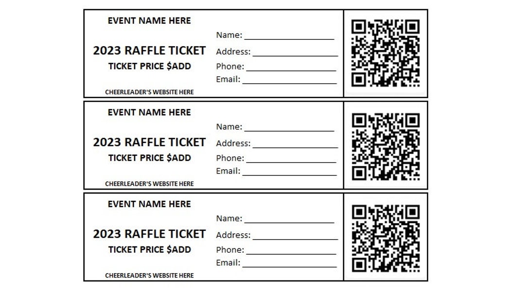 Editable Cheerleader Printable Raffle Ticket, Enter to Win Printable