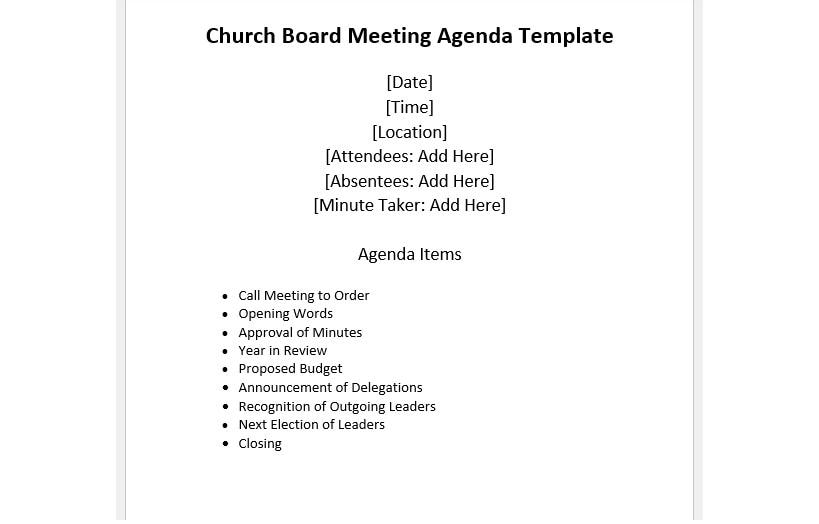 Church Agenda Template