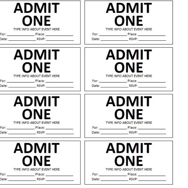 Admission Ticket - Etsy