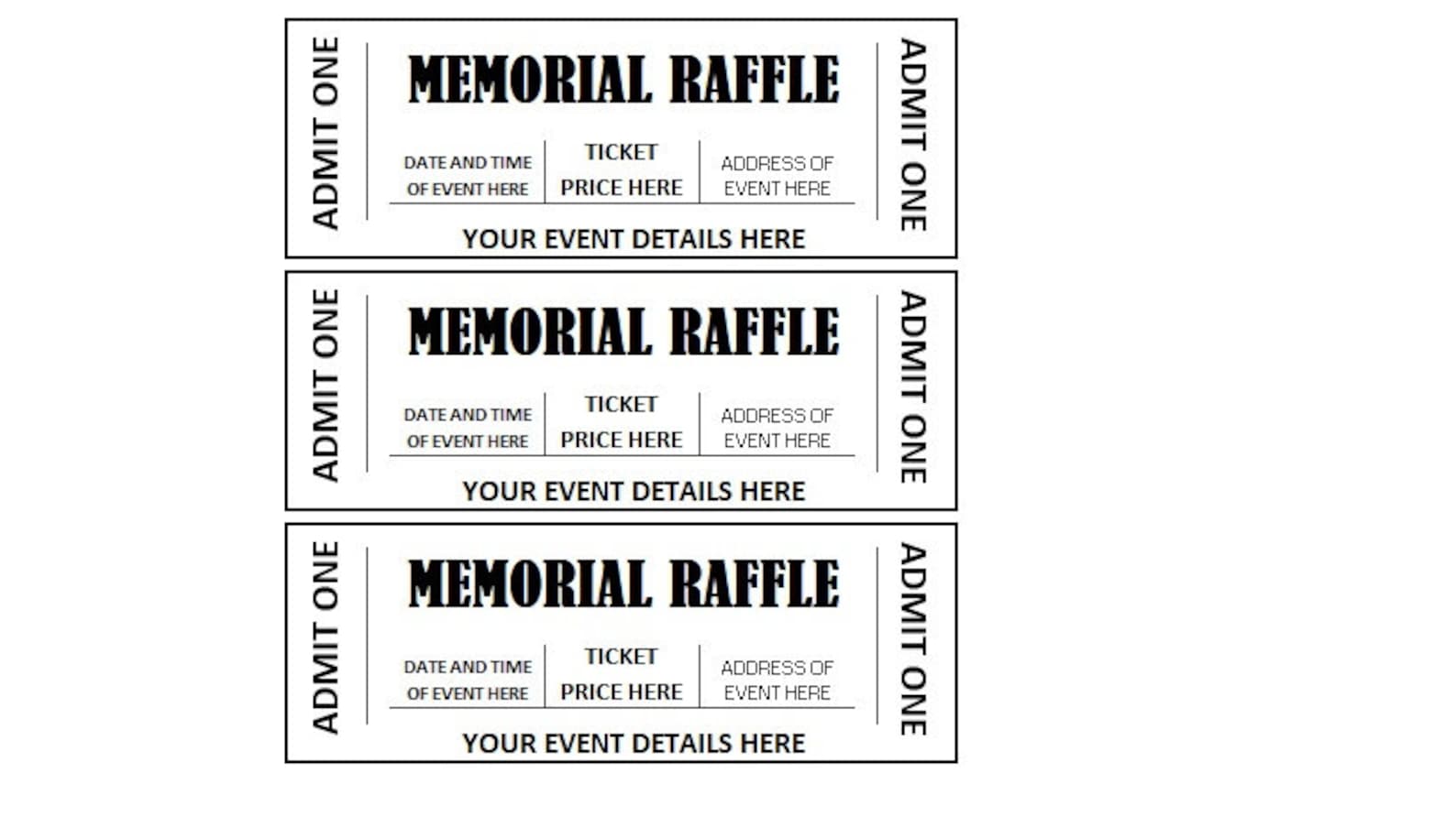 In Memory Raffle Ticket Editable Memorial Raffle Ticket, Event Ticket Printables, Editable ...