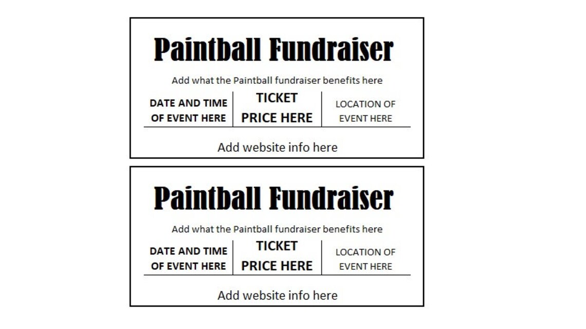 Fundraiser Ticket, Paintball Fundraiser Ticket, Paintball Fundraiser