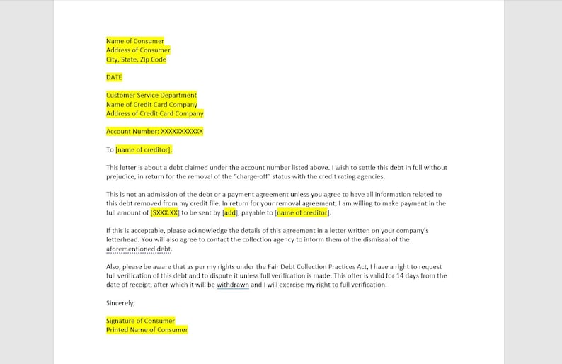 Remove Charge off Letter Template, Charge off Letter, Charge off