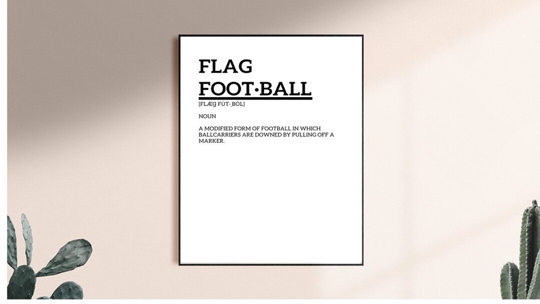 Flag Football Definition, Flag Football Print, Flag Football Decor
