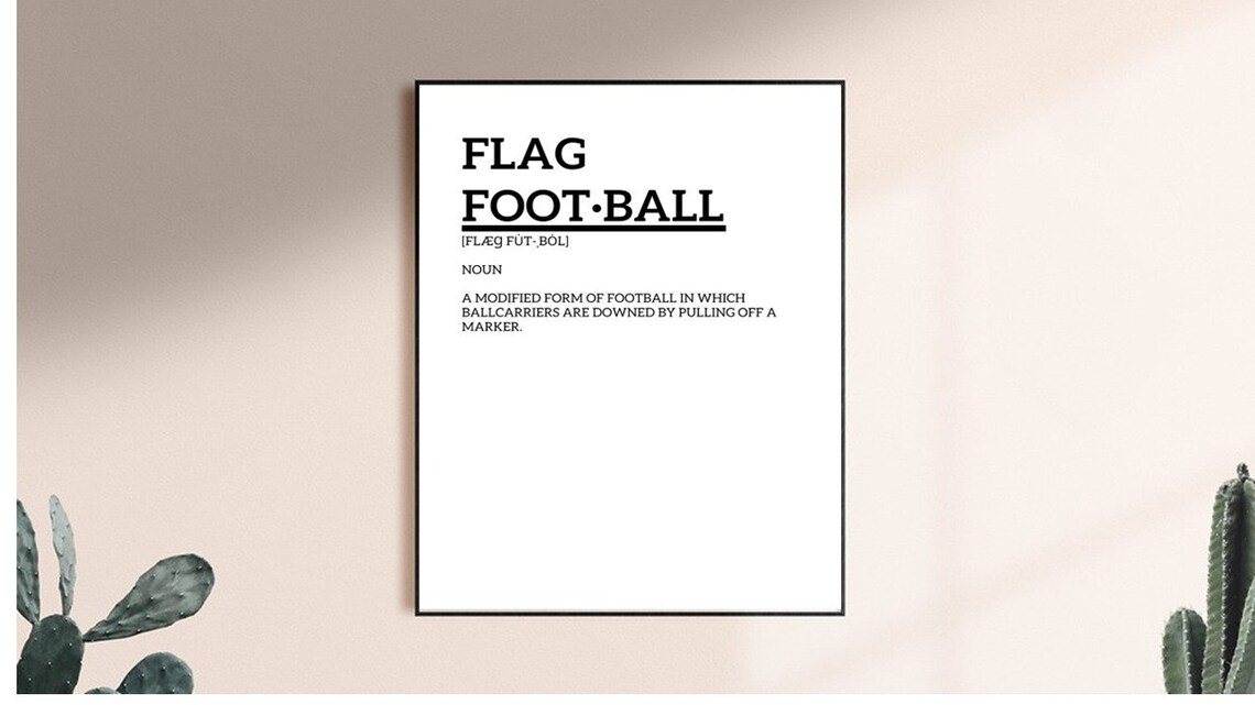 Flag Football Definition, Flag Football Print, Flag Football Decor