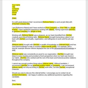 Plantilla de carta de referencia, Carta de referencia del empleado, Plantilla de referencia, Plantilla de carta de referencia, Plantilla de Word, Carta simple