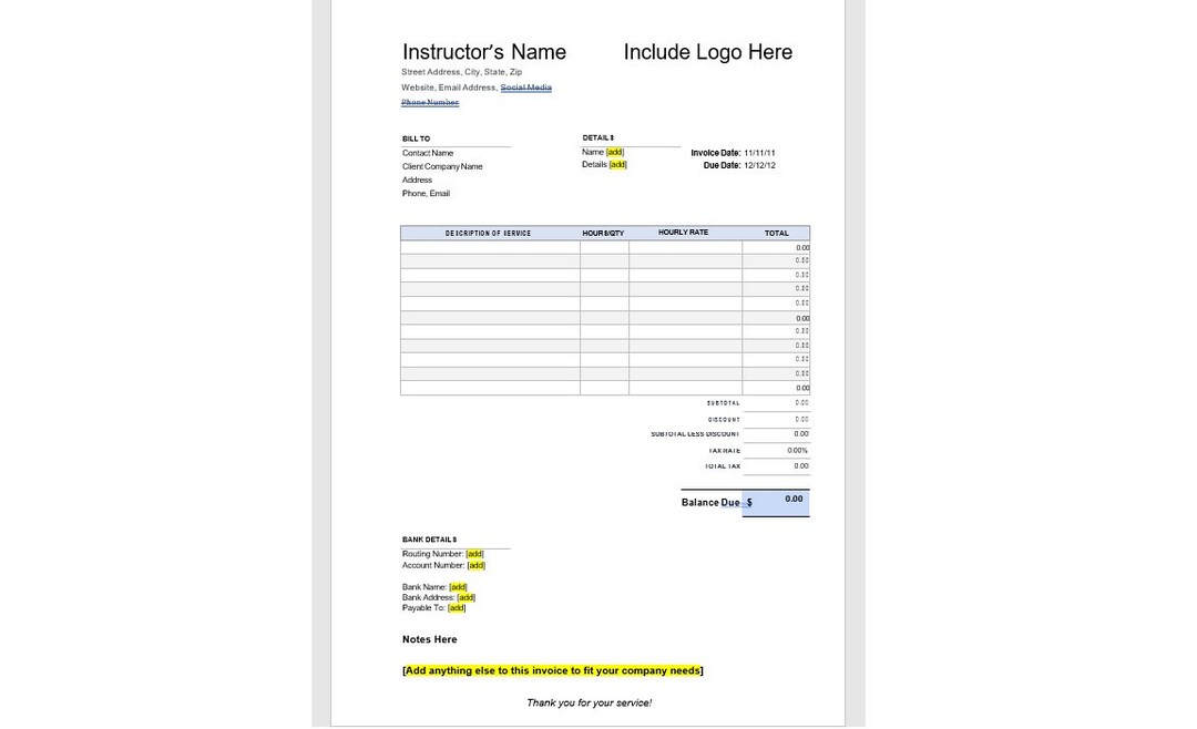 Editable Fitness Instructor Invoice Template Fitness Instructor editable-fitness-instructor-invoice-template-fitness-instructor