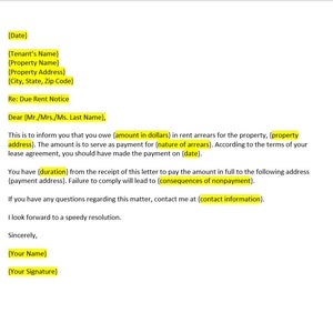 Letter Explaining Balance Due Rent Rent Balance Letter - Etsy