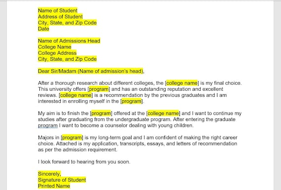Admission Letter Template College Admissions Letter College Etsy a-letter-to-someone-from-college-accepting-the-student-s-award-for