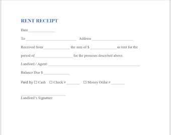 Rent Receipt Template, Rent Receipt, Receipt Template, Word Template, Simple Template, Word Template