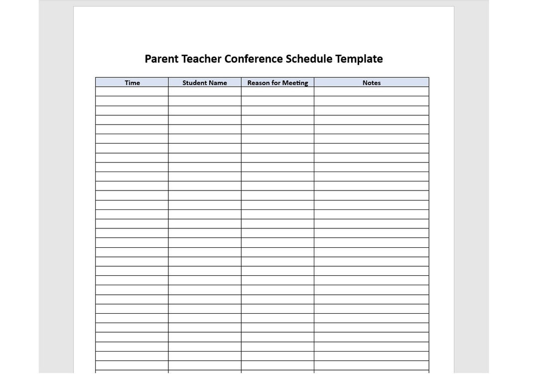 Editable Parent Teacher Conference Schedule Template, Parent Teacher Editable Parent Teacher Conference Schedule Template, Parent Teacher