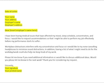 Carta de solicitud de trabajo de salud mental, Plantilla de carta de solicitud de adaptación, Plantilla de solicitud de adaptación, Plantilla de Word, Carta simple