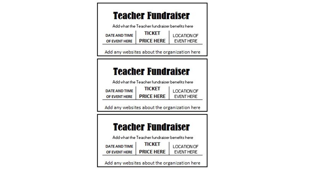 Fundraiser Ticket, Teacher Fundraiser Ticket, Teacher Fundraiser Ticket