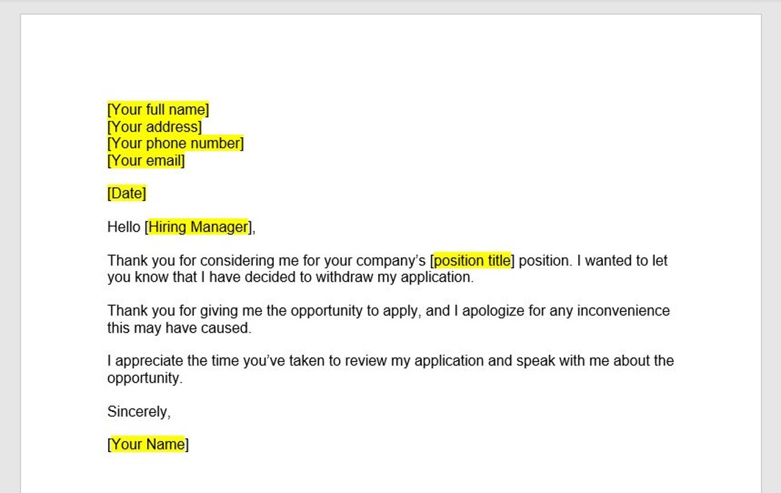 Letter Of Withdrawal Job Letter Of Withdrawal Withdrawal Letter 