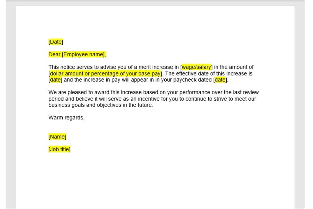 Merit Increase Letter Merit Increase Template Merit Letter Etsy